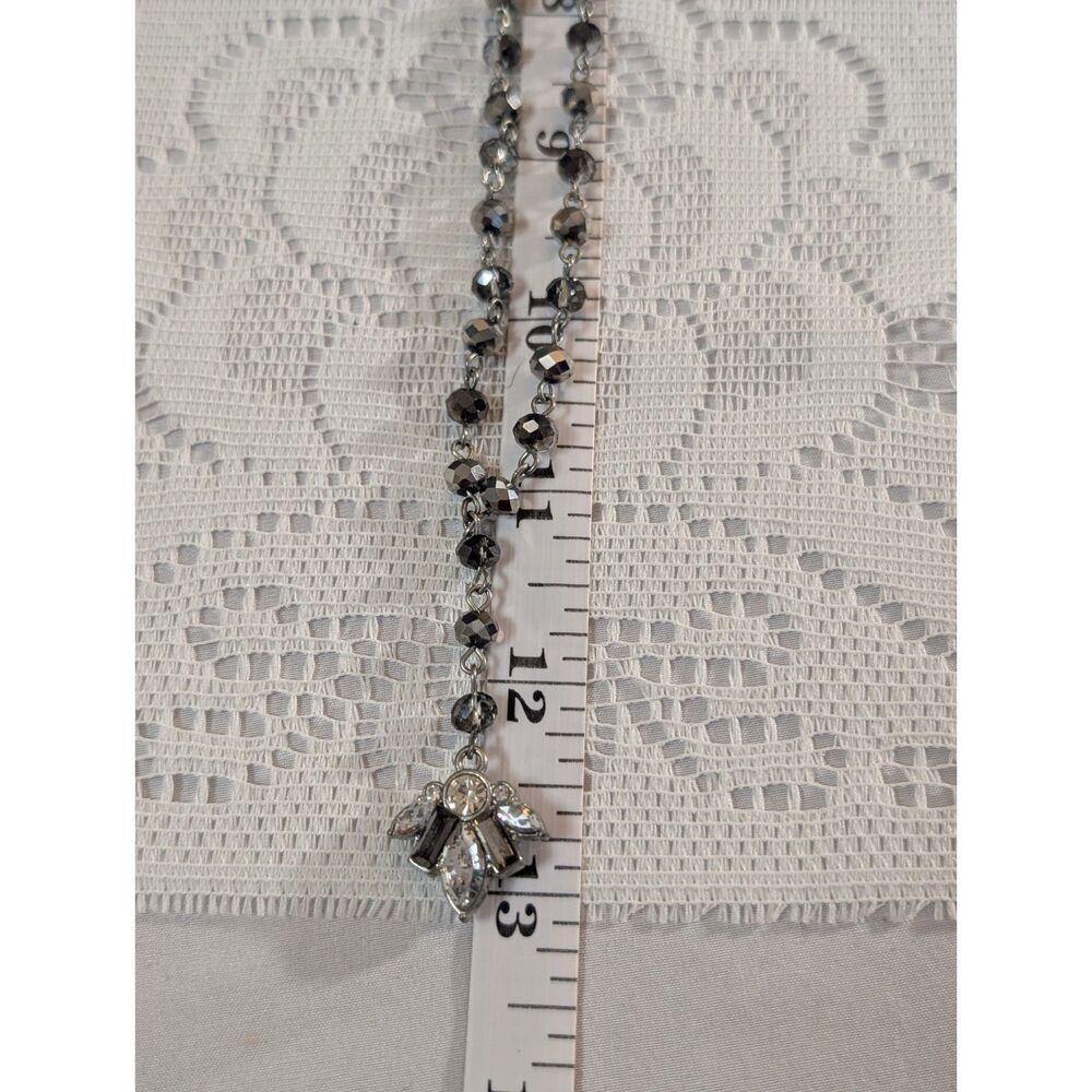 C1946 Gunmetal Crystal Beaded Y-Necklace - Art Deco Pendant - Picture 8 of 8